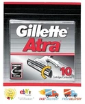 10 Gillette Atra Razor Blades Refill Cartridges No Lubricant Strip Usa Open 5X2. Fixed Price $17.99.