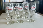 Bavik Super Pils Gold Trim Beer Stem Glasses - Set Of 6 Exc Cond. Original Box. Fixed Price $75.00.