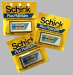 Schick Plus Platinum 5 Packs Teflon Coated Double Edge Razor Blades Vtg 3 Pkgs. Fixed Price $18.95.