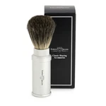 Edwin Jagger Travel Size Silver Aluminum Pure Badger Shave Brush. Fixed Price $38.00.