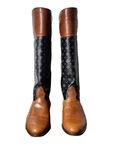 Pollini Astra 20 Womens 6B Heritage Monogram Riding Boots Tan Leather Italy. Fixed Price $295.00.