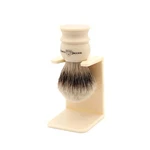 Edwin Jagger Shaving Brush Silver Tip Badger With Stand M-xl New. Fixed Price $142.00.