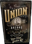 Union Three Piece Shave Kit With Razor, Shaving Brush Stand Wood. Fixed Price $10.00.