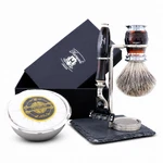 5PCS Super Badger Hair Shaving Kit With Triple Edge Razor, Stand, Bowl & Soap. Fixed Price $64.99.