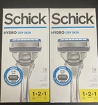 2X Schick Hydro Dry Skin Men Razors Handles Cartridges +1 Still Saver New. Fixed Price $13.53.