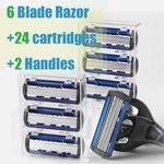 24 Stainless Steel 6 Blade Shaving Disposable Razors With Handles For Men. Fixed Price $9.99.