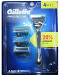 Gillette Proglide Men's Razor Handle + 4 Refill Cartridges. Fixed Price $16.99.