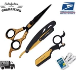 Salon Stainless Steel Shaving Razor Blade+barber Scissor Cut Throat 6.5. Fixed Price $24.98.