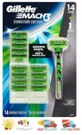 14 Gillette Mach 3 Signature Edition Sensitive Razor Blades Refills Cartridges. Fixed Price $64.99.