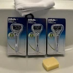 3 Gillette Fusion Proglide Sensitive Skin Razor 5 Blades, Precision Trimmer. Fixed Price $27.99.