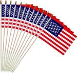 Pcs 8X12 Inch American Flags On Stick, Usa Wood With Kid-safe Spe. Fixed Price $15.80.