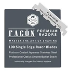 100 Facon Platinum Stainless Steel Single Edge Razor Blades Straight Barber. Fixed Price $9.95.