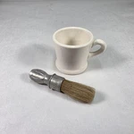 Vtg. Shaving Mug & Rubberset Brush Sterilized Aluminum Handle 5 3/4" Usa. Fixed Price $34.99.
