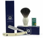 Barber Cut Throat Half Edge Razor And Badger Hair Shaving Brush Set For Mens. Fixed Price $49.98.