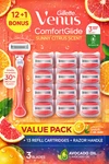 Gillette Venus Comfortglide Sunny Citrus Razor Set 13 Cartridges + Handle. Fixed Price $37.00.