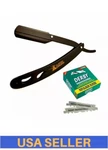 Matte Black Folding Straight Razor Shaving Barber Supply +100 Derby Blades Cs. Fixed Price $19.99.
