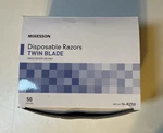 Mckesson Disposable Twin Blade Razors Single Edge Blue, 16-RZ50, 50-COUNT. Fixed Price $7.99.