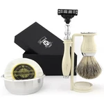 5PC Super Badger Hair Shaving Kit With 3 Blade Razor, Stand, Bowl & Soap For Men. Fixed Price $62.99.