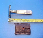 Victorian Genuine Mother Of Pearl Safety Razor With Protective Leather Pouch. Fixed Price $49.99.
