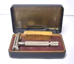 Vintage 1950S Gillette Twist Safety Razor British Patent 694093 Blades & Case. Fixed Price $64.95.