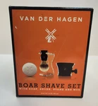 Mens Shave Soap Boar 4 Piece Luxury Stand Bowl Van Der Hagen New. Fixed Price $13.00.
