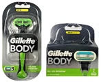 Gillette Body Razor Handle + 3 Powerglide Cartridges. Fixed Price $9.99.