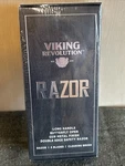 New Viking Revolution Razor Long Handle Butterfly Open Gun Metal With 5 Blades. Fixed Price $12.60.