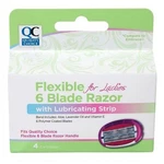 Quality Choice Flexible 6 Blade Razor With Lubricating Strip Ladies 4 Cartridges. Fixed Price $5.95.