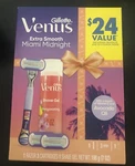 Gillette Venus Miami Midnight Value Pack: Razor, 3 Cartridges, Shave Gel Nib. Fixed Price $15.00.