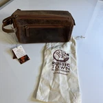 Rustic Town Leather Toiletry Bag For Men - Hygiene Organizer Travel Dopp Kit .... Fixed Price $60.00.
