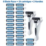 24 Stainless Steel 6 Blades Shaving Disposable Razors With Handles For Men. Fixed Price $12.99.