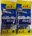 12 Pieces Gillette Blue Ii Twin Blade Disposable (2X 6 Total Razors). Fixed Price $12.11.
