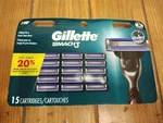 New Gillette MACH3 Razor Blade Refills, 15 Cartridges Sealed. Fixed Price $24.99.