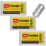Feather Hi-stainless Platinum Coated Double Edge Blades 3 Packets Of Ten. Fixed Price $16.97.