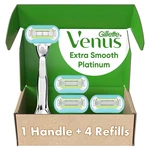 Gillette Venus Platinum Extra Smooth Metal Handle Women's Razor + 4 Blade. Fixed Price $34.80.
