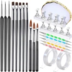 Nail Art Brush Set 11PCS With Stand, Dotting Tools & Palette, Design K. Fixed Price $11.28.
