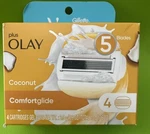 Gillette Venus Plus Olay Coconut Comfortglide Womens 5 Blades - 4 Cartridges. Fixed Price $13.99.