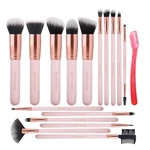 16PCS Makeup Set With Eyebrow Razor Premium Soft Cosmetic Brushes Kit. Fixed Price $15.98.