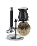 Classic Black Safety Razor, Silvertip Badger Brush & Muhle Stand. Fixed Price $349.98.