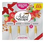 4 Bic Soleil Escape Women's 5 Blade Razors Caramel Apple Scented Gold Handle. Fixed Price $15.50.