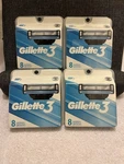Gillette 3 Men's Razor Blade Refills 8 Count Lot Of 4 Nib. Fixed Price $59.99.