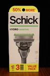 Schick Hydro Sensitive Aloe & Vit B5 Blade Razor Handle +3 Cartridge Refills. Fixed Price $9.99.