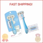 Amazon Basics 5-BLADE Extra Smooth Razor For Women With Moisturizing Strips, Han. Fixed Price $10.95.