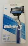 New Gillette 3 Men's Razor Aqua Grip 1 Handle 2 Cartridges Blade Refills P&g. Fixed Price $12.00.