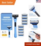Ergonomic 6-BLADE Razor For Sensitive Skin Men's Shaving Kit With 10 Pieces. Fixed Price $20.87.
