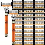6-LAYER Men Safety Razor Set With Replaceable Stainless Steel Shaving Blades. Fixed Price $21.99.