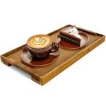 Coffee Tray For Bar 14.5" X 7" Acacia Wood Serving With Handles Otto. Fixed Price $29.02.