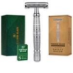 Men's Double Edge Safety Razor With 5 Swedish Steel Blades & Luxury Long Handle. Fixed Price $22.76.