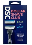 Men's Dollar Shave Club Test Drive Both Blade Set 4 & 6 W/handle. Fixed Price $13.99.
