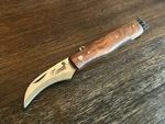 Leopard 3 Folding Curved Blade Pocket Knife Wood Handle With Base Brush. Fixed Price $29.99.